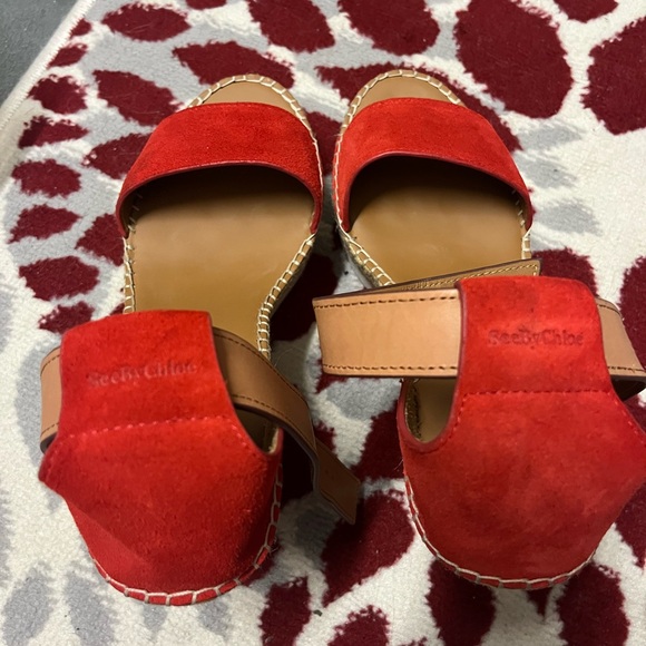 See by Chloe Red Glyn Leather Espadrille - Picture 6 of 7